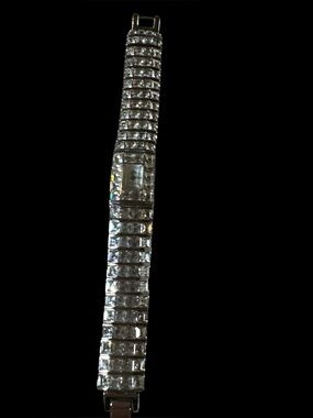Alto Vintage Statement Crystal Rhinestone Bracelet Watch - Silver Tone